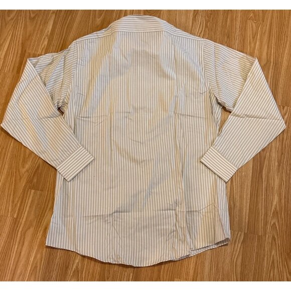 Arrow Dress Shirt Wrinkle-Free Mens 16 Large Tan Striped Long Sleeve Pocket - Picture 7 of 8